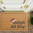  Santa Hat Funny Doormat, Outdoor Welcome Mat Sleigh All Day Design