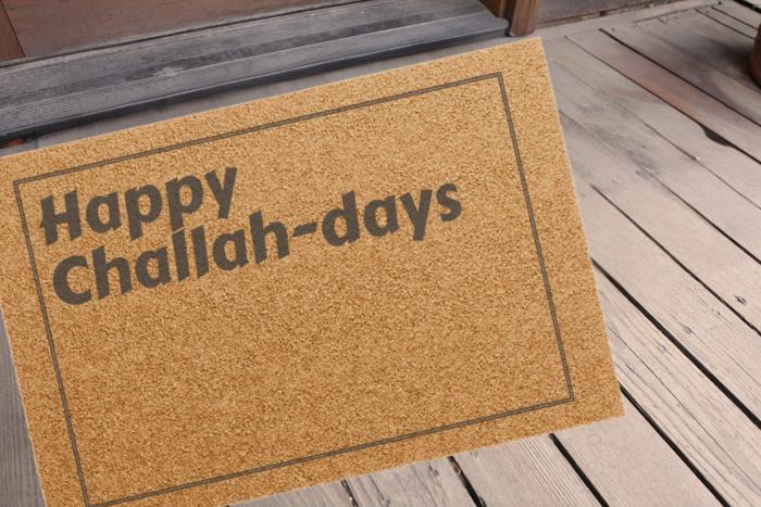 Hanukkah Themed Doormat, Outdoor Welcome Mat Happy Challah-Days Design