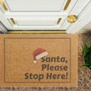  Santa Please Stop Here Doormat, Outdoor Welcome Mat Xmas Design