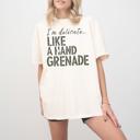 Ivory Small Sarcastic Funny Comfort Colors T-shirt, Delicate Like a Hand Grenade Shirt