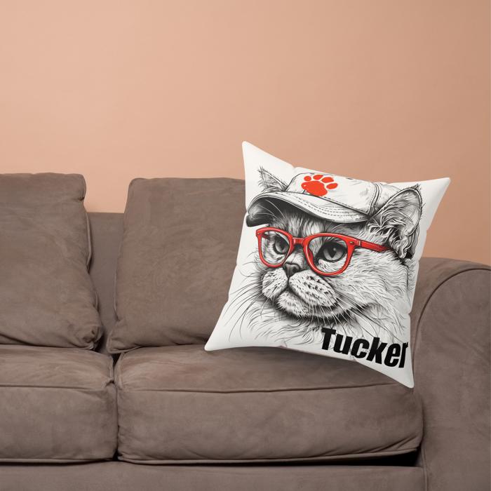 Custom Pet in Cap & Glasses Cute  Faux Suede Throw Pillow, You Choose the Breed