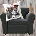 18X18" Custom Pet in Cap & Glasses Cute  Faux Suede Throw Pillow, You Choose the Breed