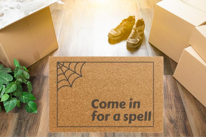 Halloween Themed Doormat, Outdoor Welcome Mat Come in for a Spell Design