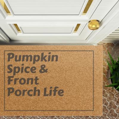 Autumn Themed Doormat, Outdoor Welcome Mat Pumpkin Spice & Front Porch Life Design