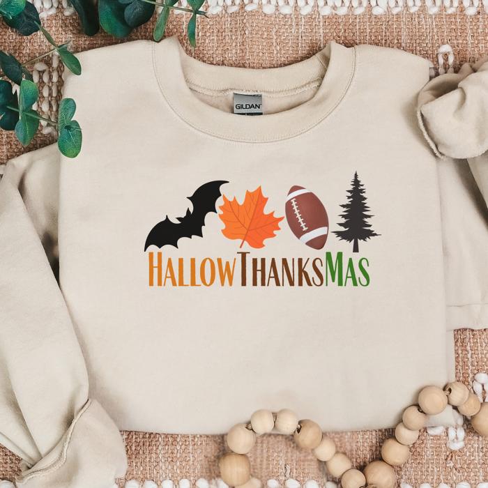 Fall Holidays Embroidered All-in-One  Crewneck Sweatshirt