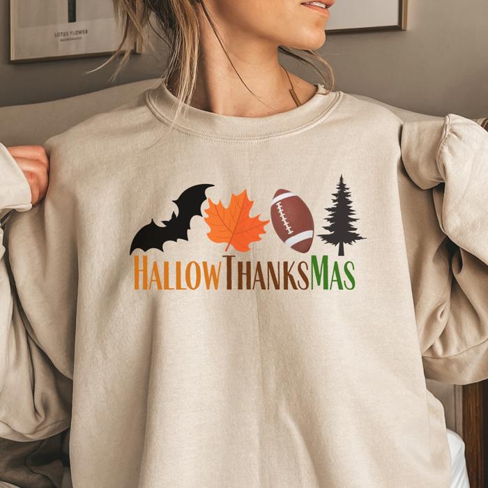 Fall Holidays Embroidered All-in-One  Crewneck Sweatshirt