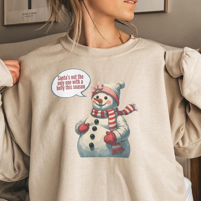 Pregnant at Christmas Sweatshirt, Pregnancy Funny Seasonal Sweater, Holiday Santa Gift for Mom to Be