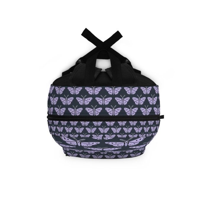 Lavender Moths Backpack, Artistic Boho School Bag