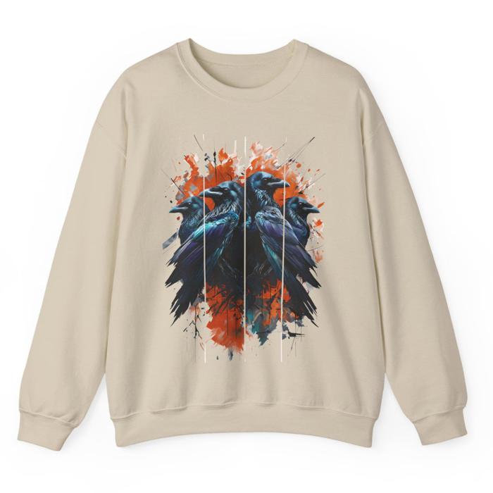 Ravens Halloween Sweatshirt, Artistic Crows Gothic Sweatshirt