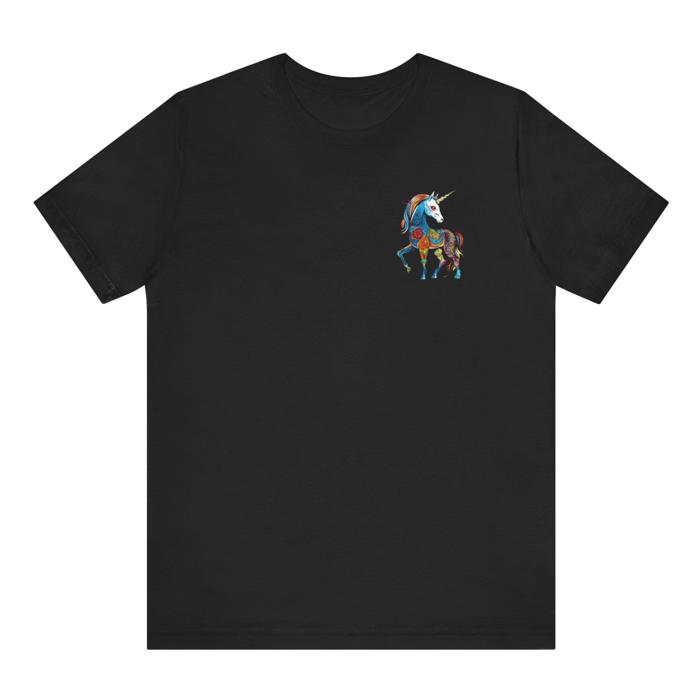 Unicorn Mosaic Short Sleeved Tee, Colorful Abstract Horse Art 