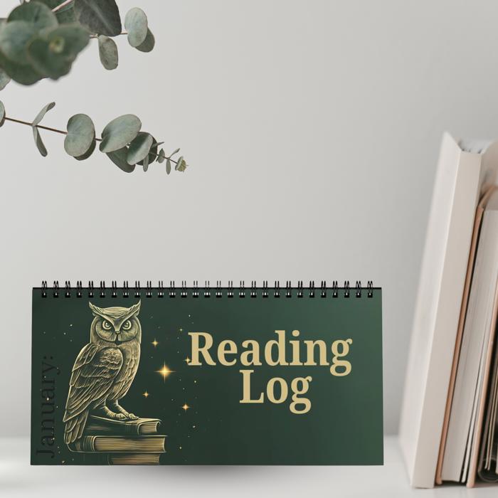Personalized Owl Design Desktop Reading Log, Monthly Fill-In Books Tracker