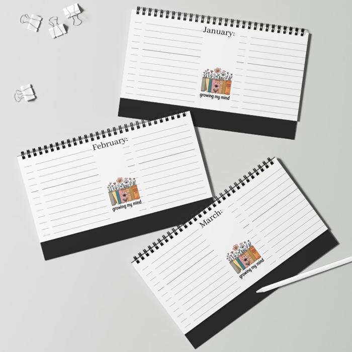 Personalized Desktop Floral Reading Log, Monthly Fill-In Books Tracker
