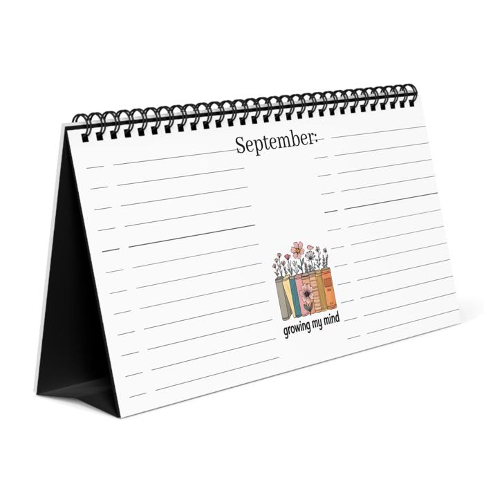 Personalized Desktop Floral Reading Log, Monthly Fill-In Books Tracker