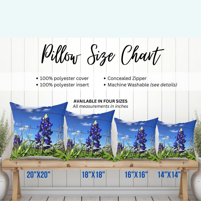 Texas Bluebonnets Lumbar or Square Throw Pillow