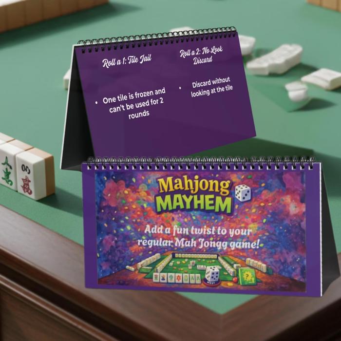 Mahjong Mayhem Game Flipbook, Fun Twists for Every Mah Jongg Hand, Gift for Mahjongg Players and Hosts
