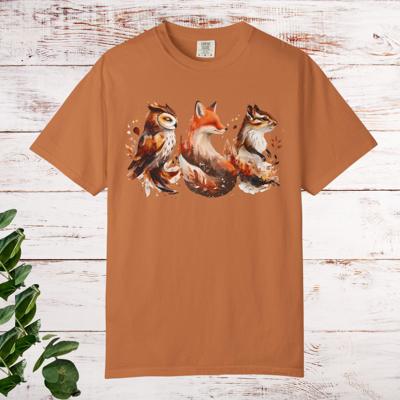 Woodland Animal Trio Watercolor Tshirt, Cottagecore Forestcore Cute Animal Comfort Colors Tee