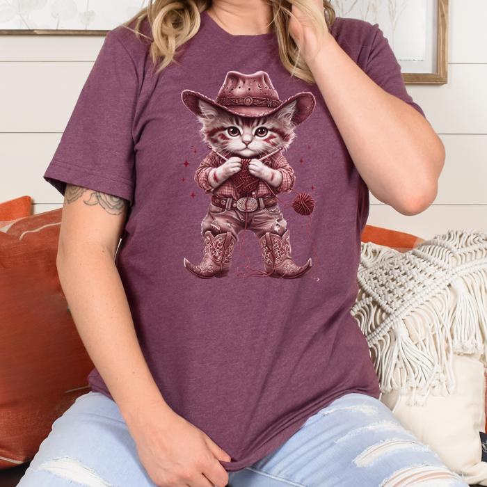 Knittin Kitten Funny Western Style Soft Tshirt