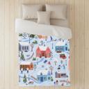  Snowy Village Mink Plush Blanket, Christmas or Hanukkah Gift, Super Soft Throw