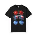 Black Patriotic Sunglasses July 4 Party Tshirt