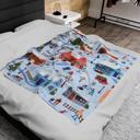  Snowy Village Mink Plush Blanket, Christmas or Hanukkah Gift, Super Soft Throw