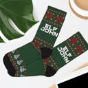 Custom Elf Name Ugly Christmas Sweater Socks,  Funny Stocking Stuffer or Secret Santa Gift
