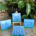  Bluebonnet Mini Canvas and Wooden Easel, Hand Painted Texas flower art