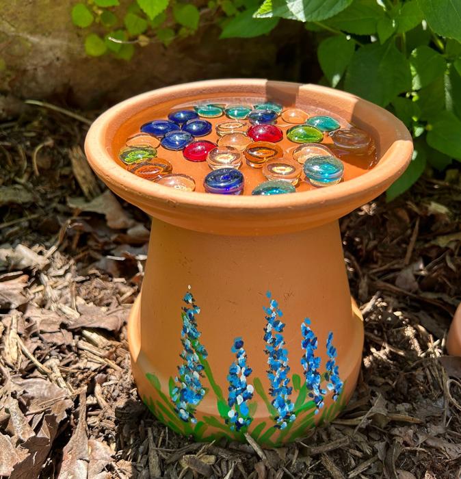 Bee Watering Stations 3 Sizes, Hand Painted Pollinators Water Fountains