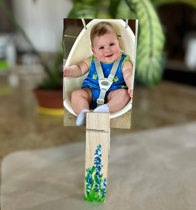 Bluebonnet Note Clip/Recipe Card/Photo Holder, Hand Painted 
