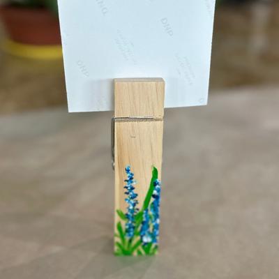 Bluebonnet Note Clip/Recipe Card/Photo Holder, Hand Painted 