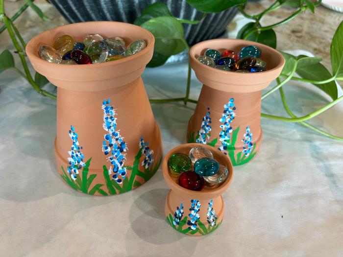 Bee Watering Stations 3 Sizes, Hand Painted Pollinators Water Fountains