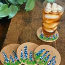  Hand Painted Coasters Set of 4, Personalized Texas Bluebonnets Design