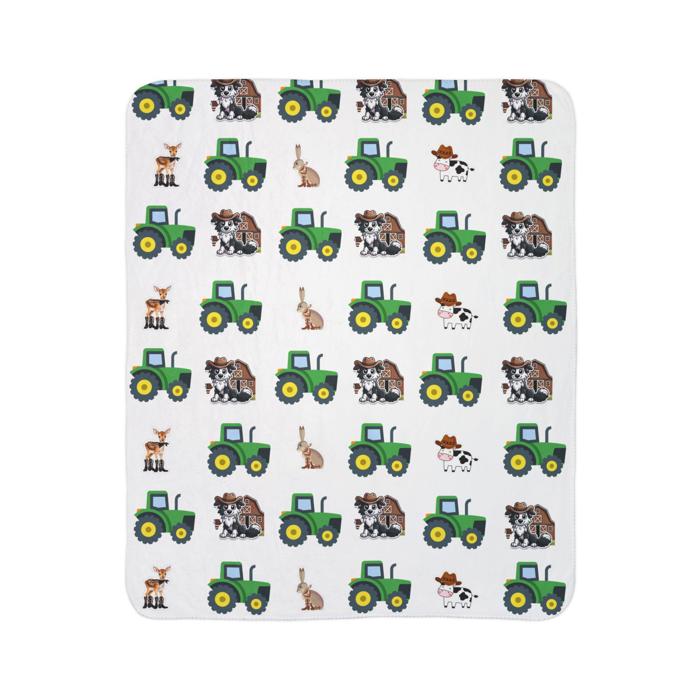Western Animals and Tractors Cute Sherpa Fleece Blanket