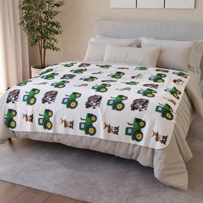Western Animals and Tractors Cute Sherpa Fleece Blanket