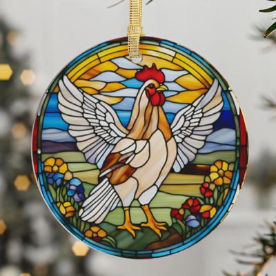 Chicken  Suncatcher Stained Glass Style Acrylic Ornament