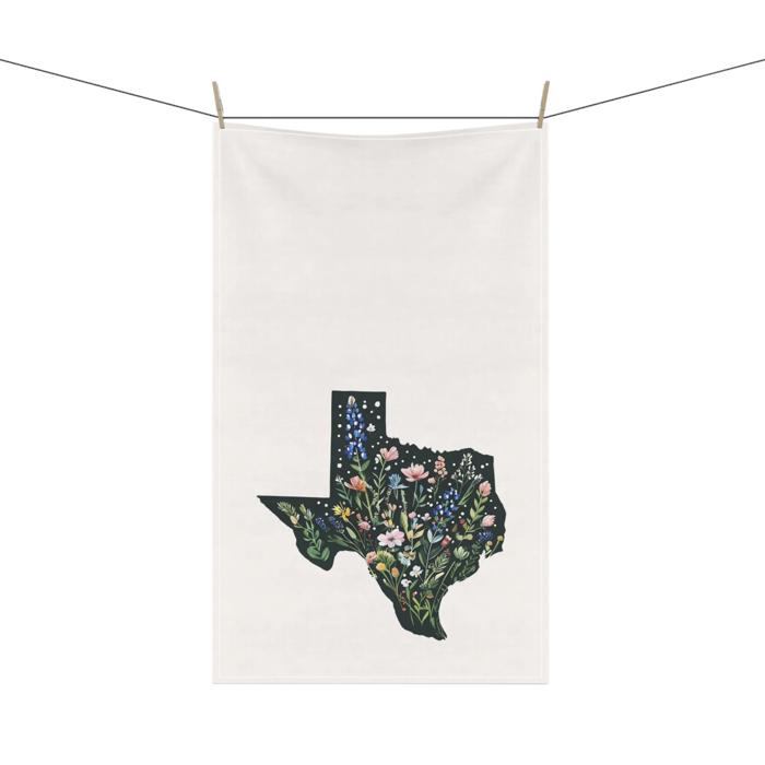 Texas Wildflowers Kitchen Towel, Bluebonnet Home Decor