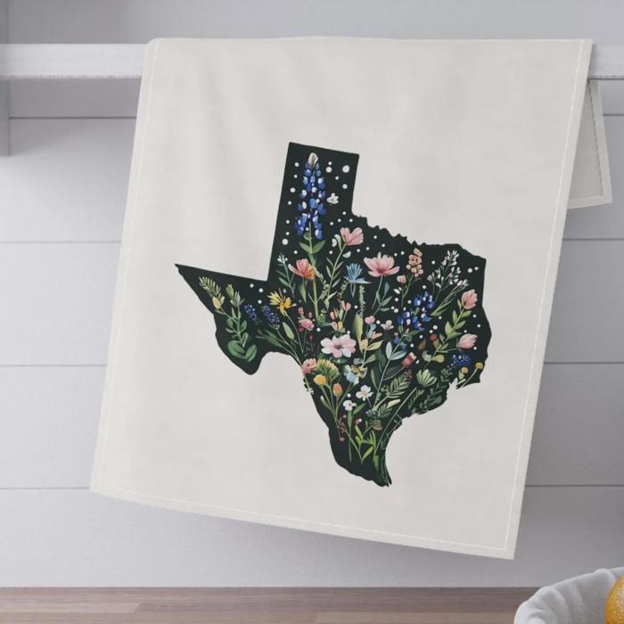 Texas Wildflowers Kitchen Towel, Bluebonnet Home Decor