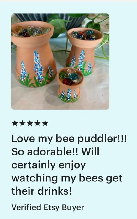 Butterfly Watering Station Hand Painted Terra Cotta Bee Waterer with Ladybug Design