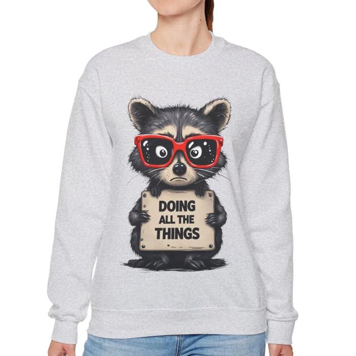 Stressed Out Raccoon Crewneck Sweatshirt