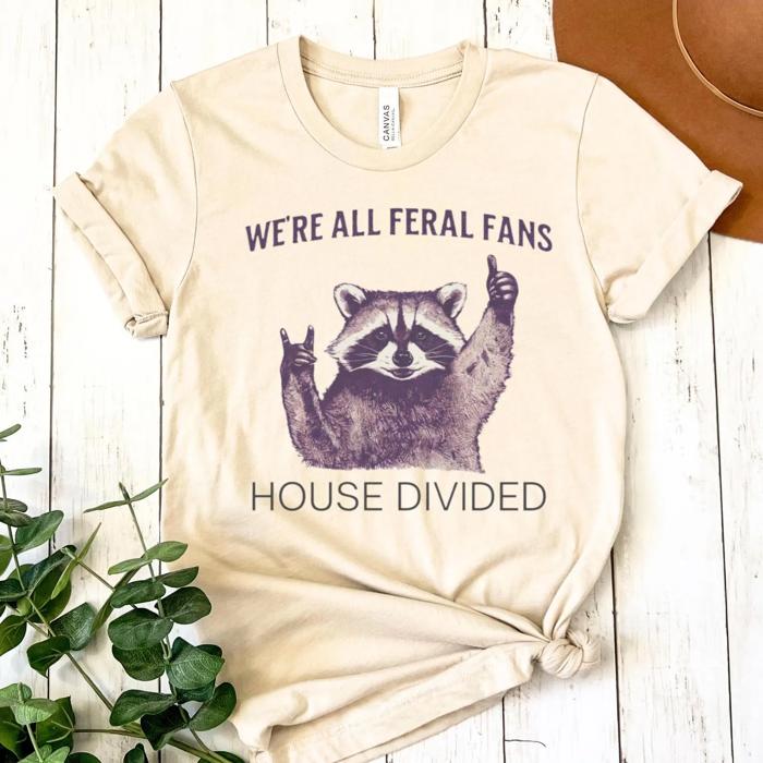 Raccoon House Divided Funny College Rivalry T-Shirt, Longhorns vs Aggies