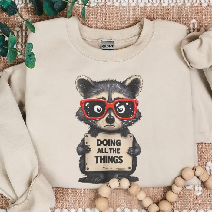 Stressed Out Raccoon Crewneck Sweatshirt