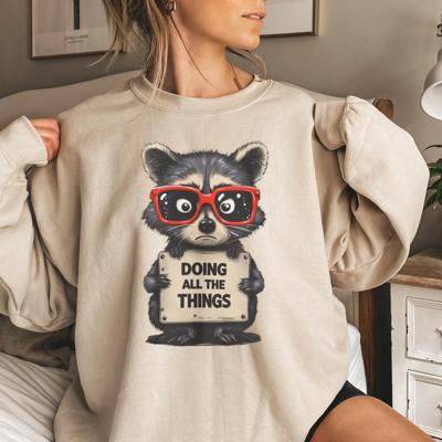 Stressed Out Raccoon Crewneck Sweatshirt