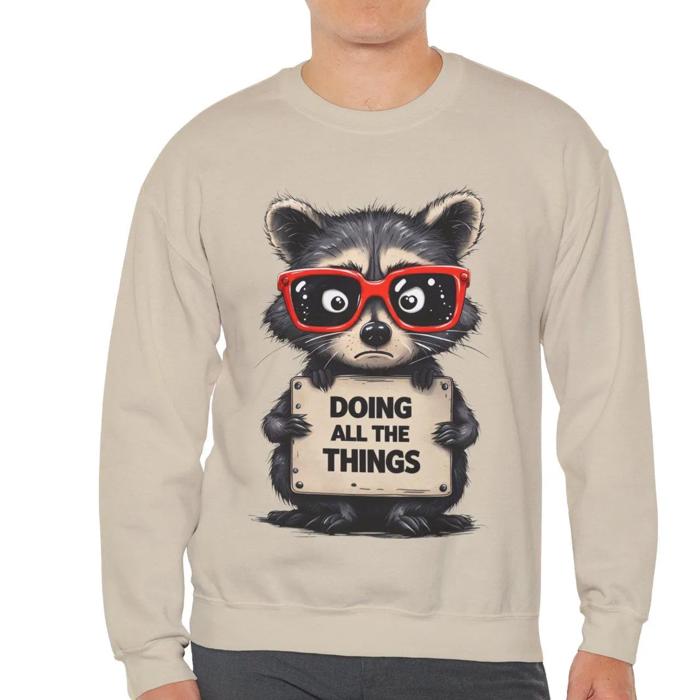 Stressed Out Raccoon Crewneck Sweatshirt