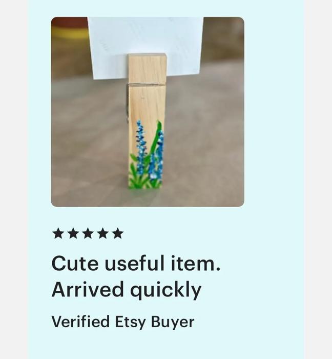 Bluebonnet Note Clip/Recipe Card/Photo Holder, Hand Painted 