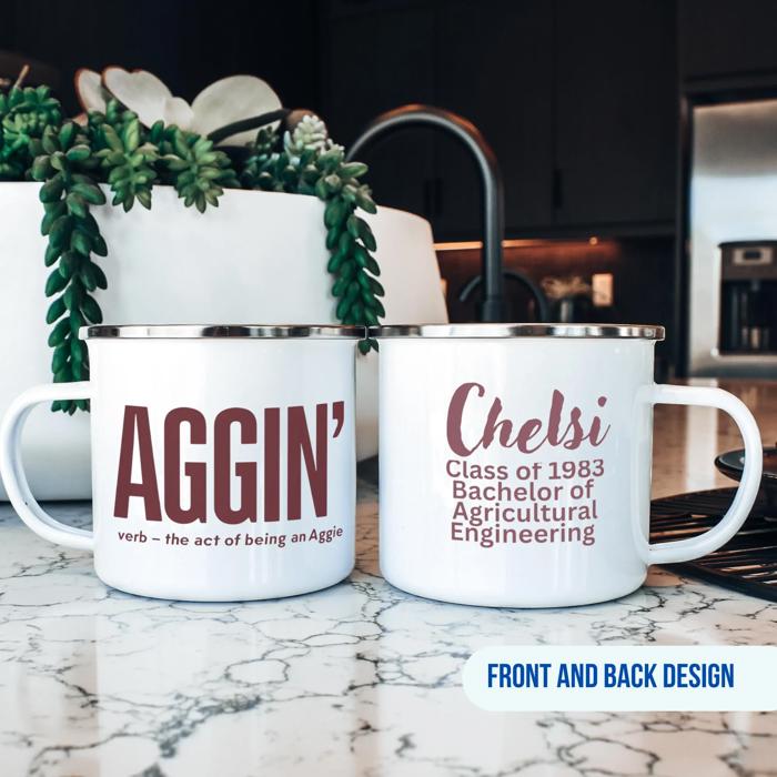Custom Texas Tech Enamel Mug, Personalized College Grad Gift, Choose Your School