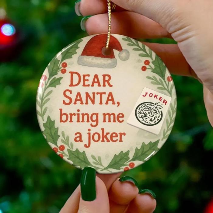 Mah Jongg Christmas Ornament,Funny Xmas Holiday Keepsake