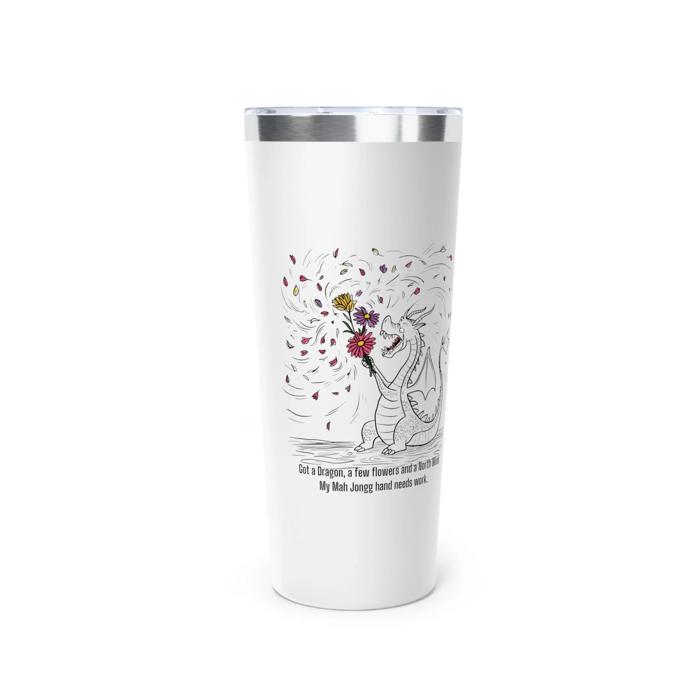 Mah Jongg Travel Mug Dragon Flowers Wind with Custom Name 
