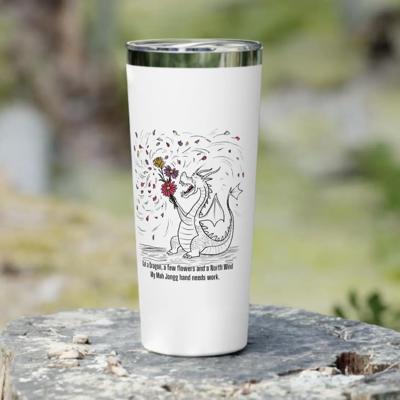 Mah Jongg Travel Mug Dragon Flowers Wind with Custom Name 