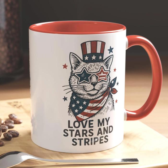 Stars & Stripes Cat Coffee Mug