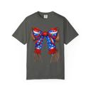  Western Leather-Look Patriotic Bow Comfort Colors Tee,