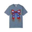  Western Leather-Look Patriotic Bow Comfort Colors Tee,